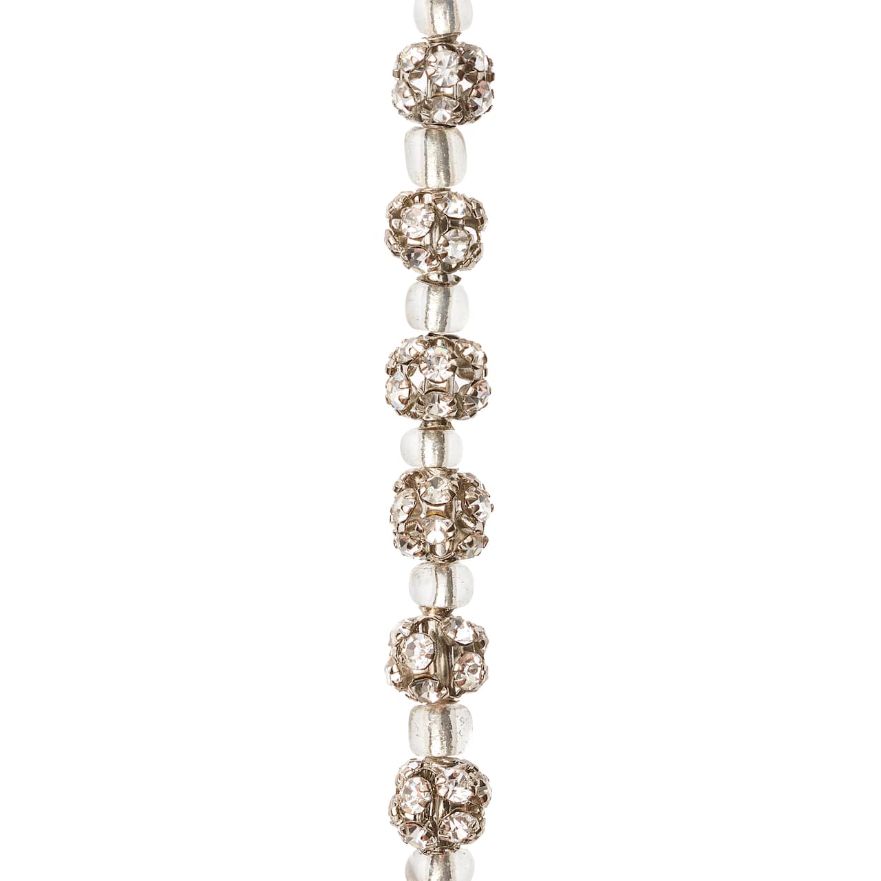 Rhodium with Clear Rhinestone Studded Round Beads, 6mm by Bead Landing™